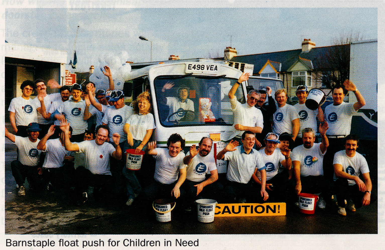 1990 Barnstaple raise money for Children in Need.  (1990 April Tops Magazine)