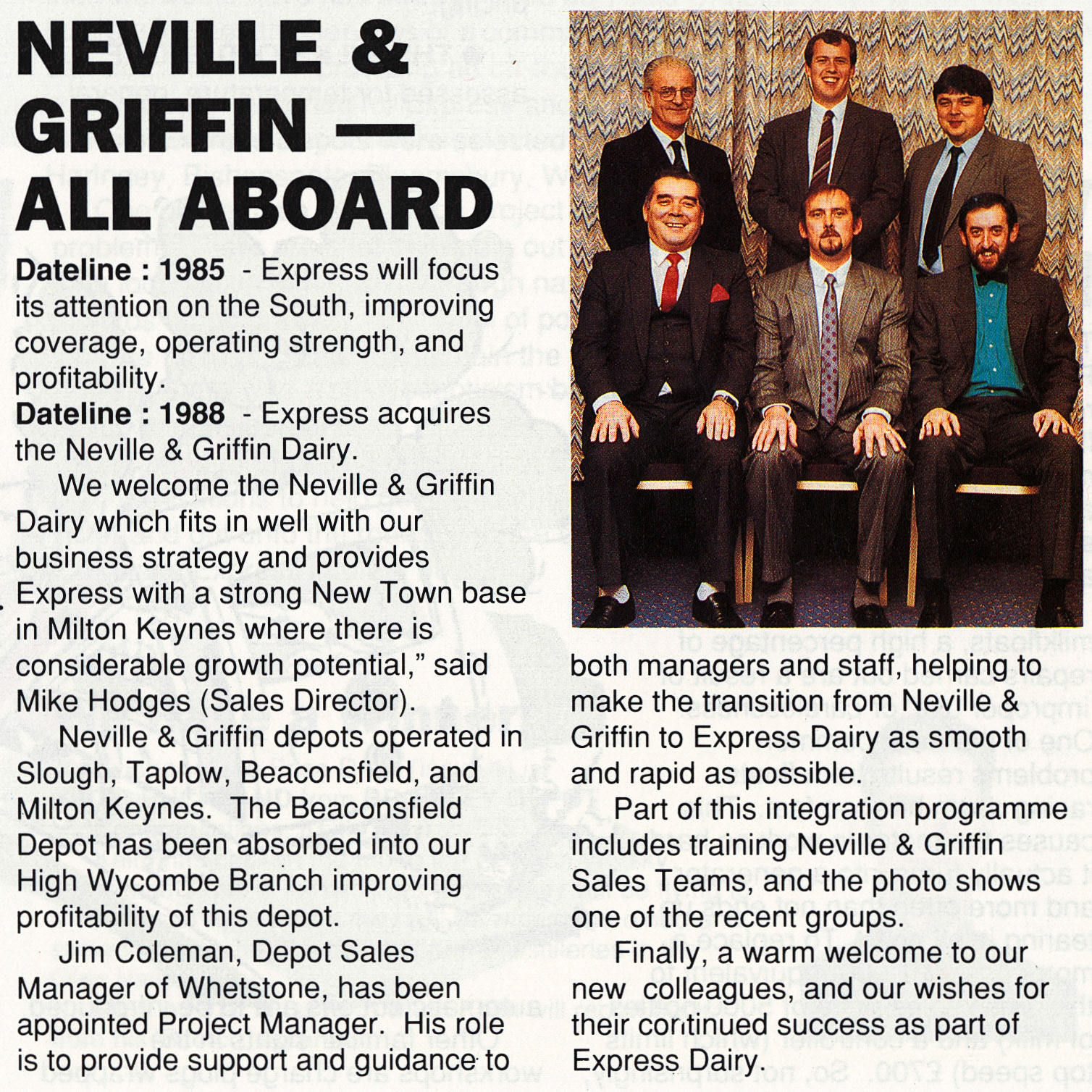 1988 NEVILLE AND GRIFFIN MANAGEMENT join Express(Courtesy Beryl Purslove)