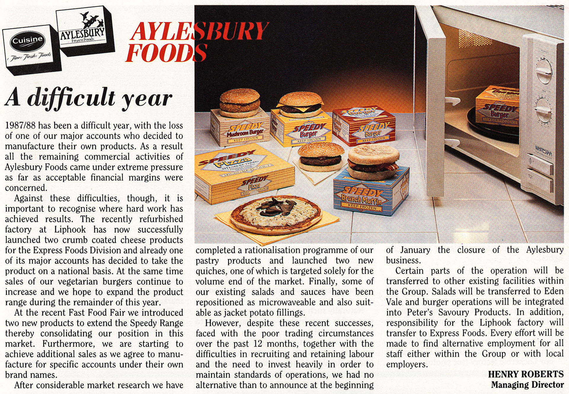 1989 Aylesbury Foods from Express Foods Group (International) Annual Report to Employees