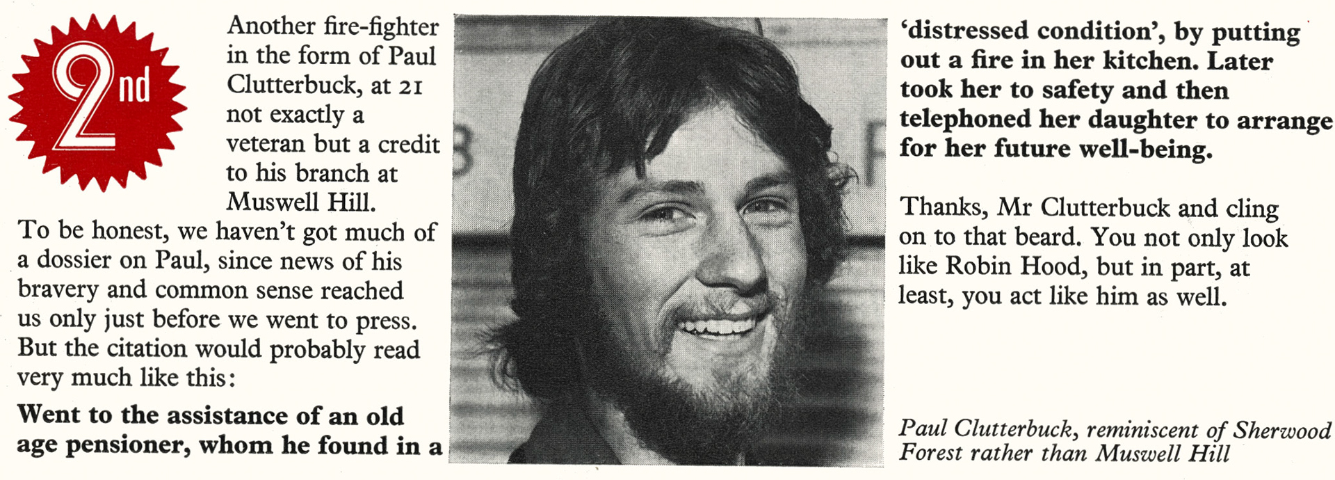 1976 Muswell Hill milkman Paul Clutterbuck helped put out a fire. (Express News Christmas)