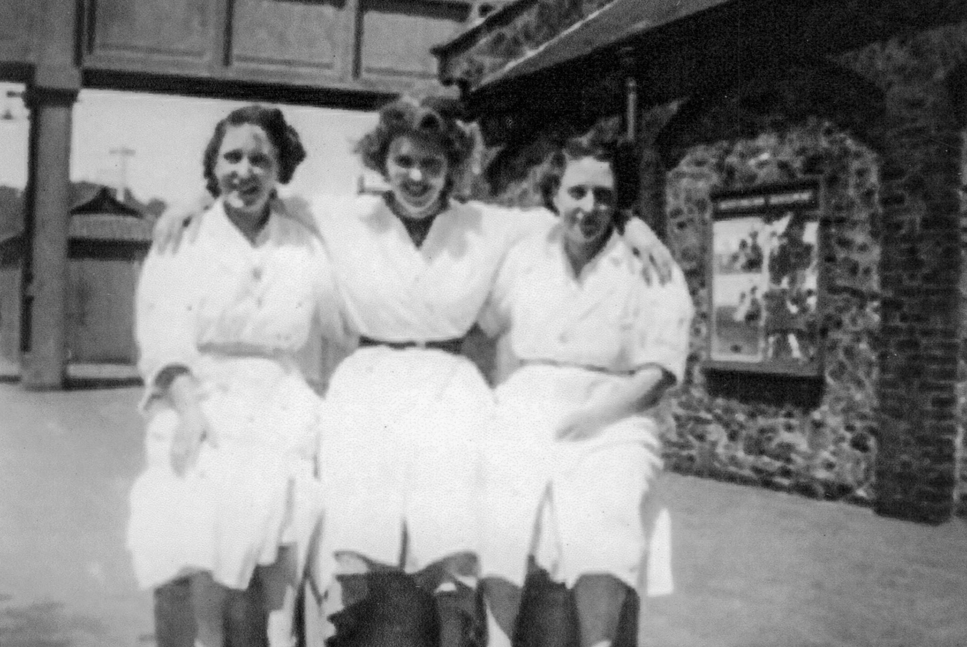 Peggy Wilkins (left)  at Seaton Junction (Courtesy Allhallows Museum, Honiton)