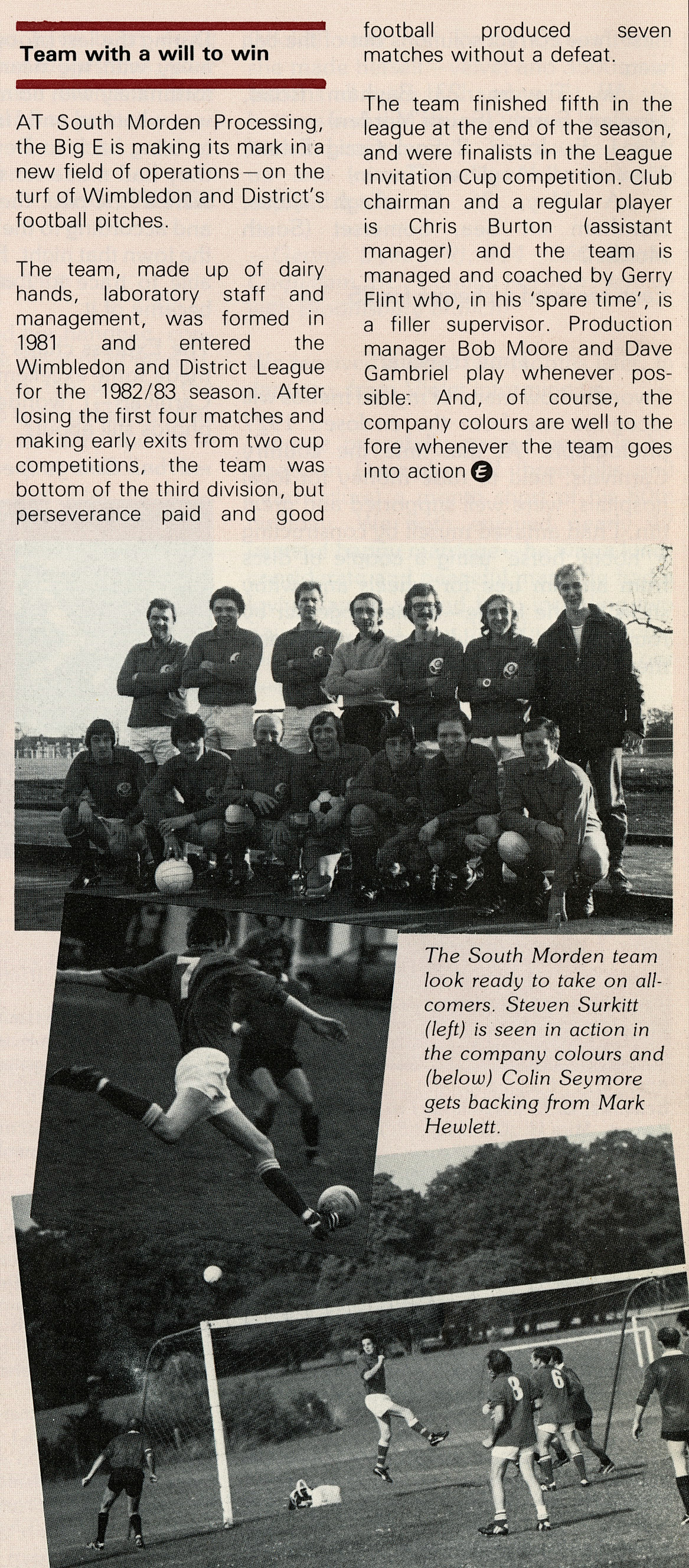 1983 South Morden Processing Football Team