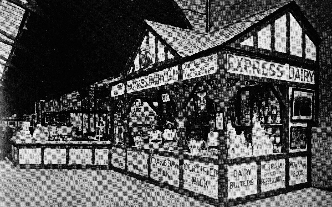 1924 - The Great Wembley Exhibition — and one of the finest stands, which included a complete working dairy. Countries from all over the world were represented at Wembley; and in charge of the whole vast operation was Lieut-General Sir Travers Clarke. (1960 Picture Set from Express News Christmas edition)