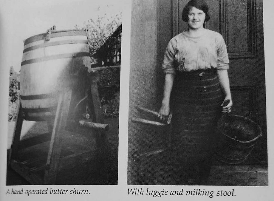 Kilmaurs Creamery,  hand operated butter churn, and typical hand milking equipment. (Courtesy Steven Poggi, Kilmaurs And Stewarton Memories FB Group)
