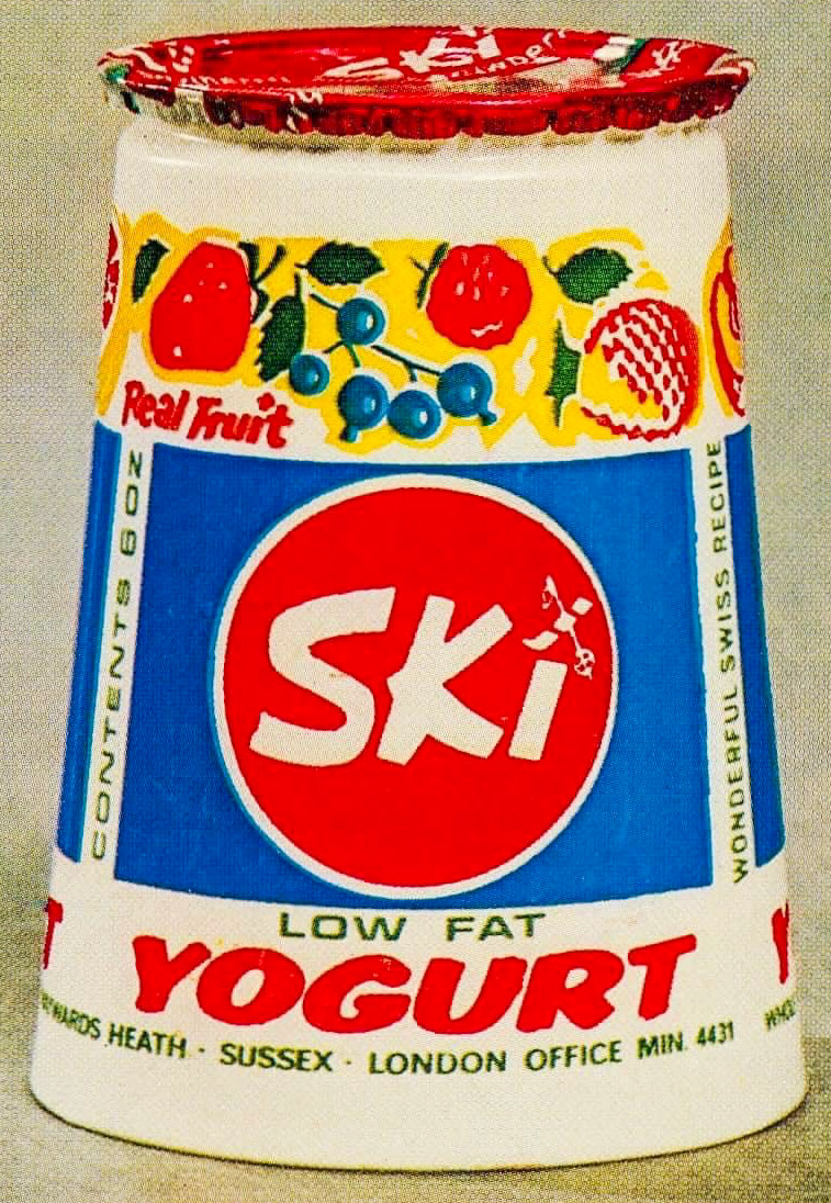 1967 Ski Carton, Strawberry, also from Eden Vale story so far...  Terry Maywood comments "This was a massive seller on the Woolworth Deli counters in the late 1960’s &amp; early 1970’s. My first experience of yoghurt and loved it!". (Courtesy Mark Ludgate, FB)