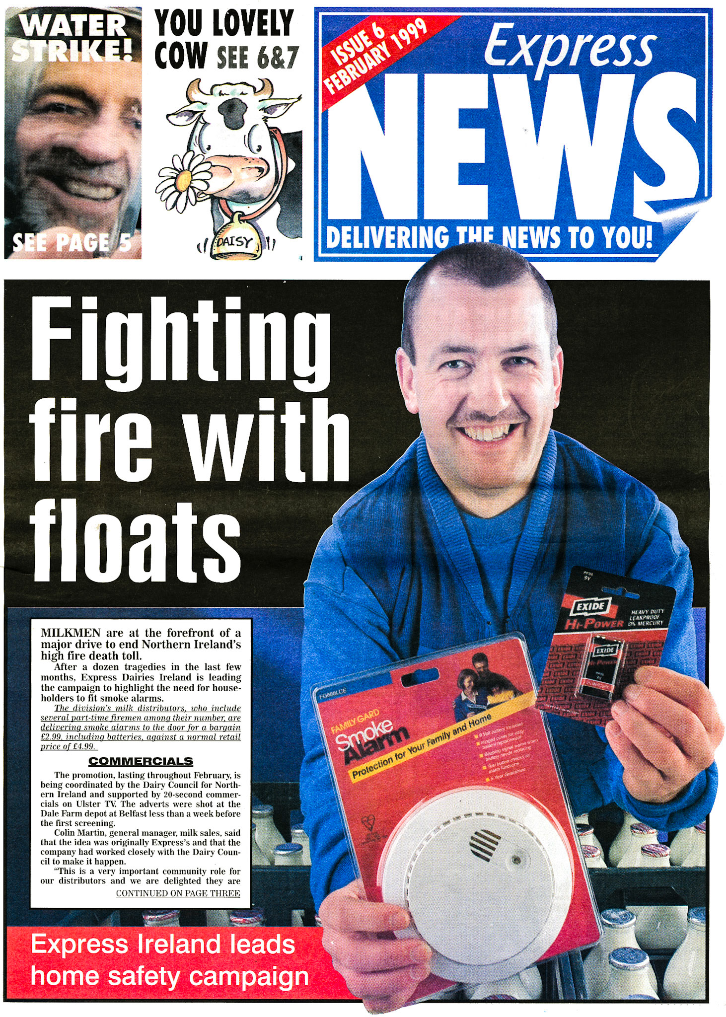 1999 February-Express News Front Cover- Dale Farm Belfast fire campaign.