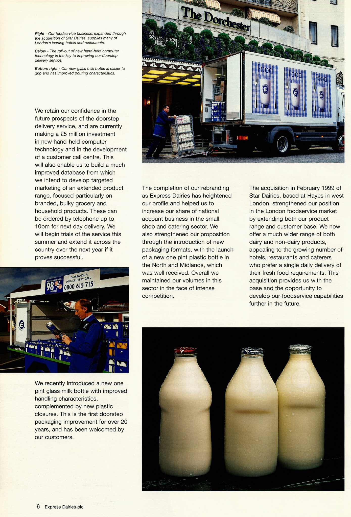 1999 Express Dairies plc Annual Report Page 6 (Courtesy Paul Smith)