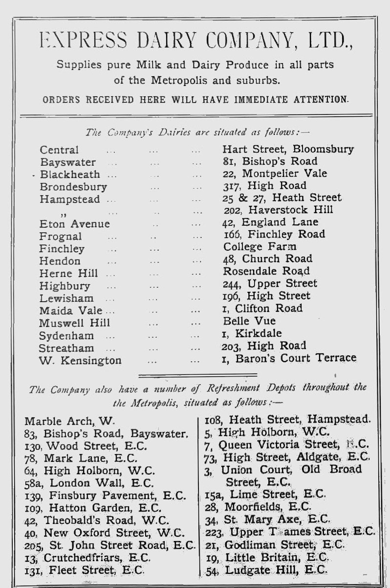 1905 Depot and 'Refreshment Depot' List (Courtesy Gerald Croxford)