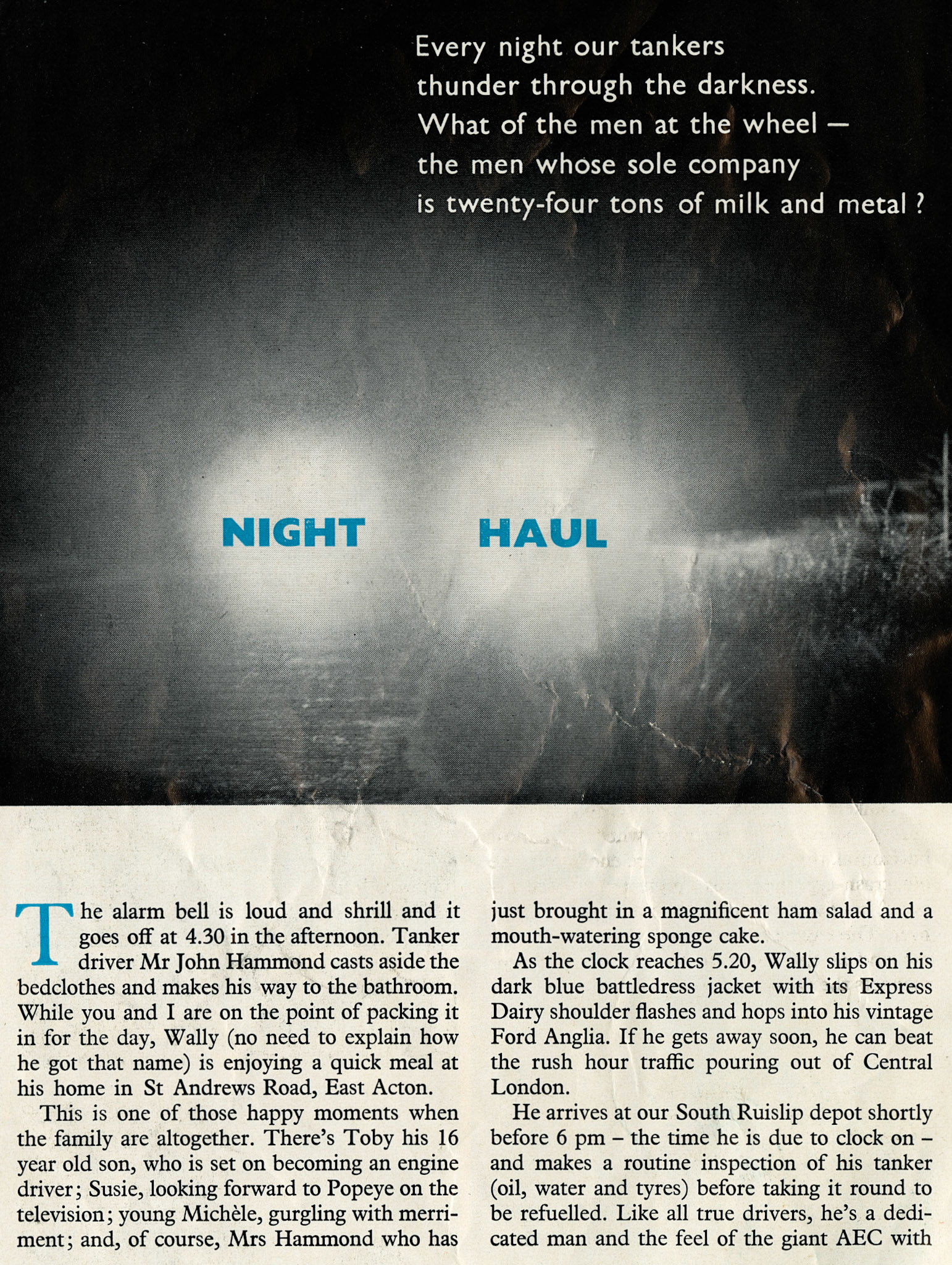 1959 Overnight milk haulage from South Ruislip to Frome and return