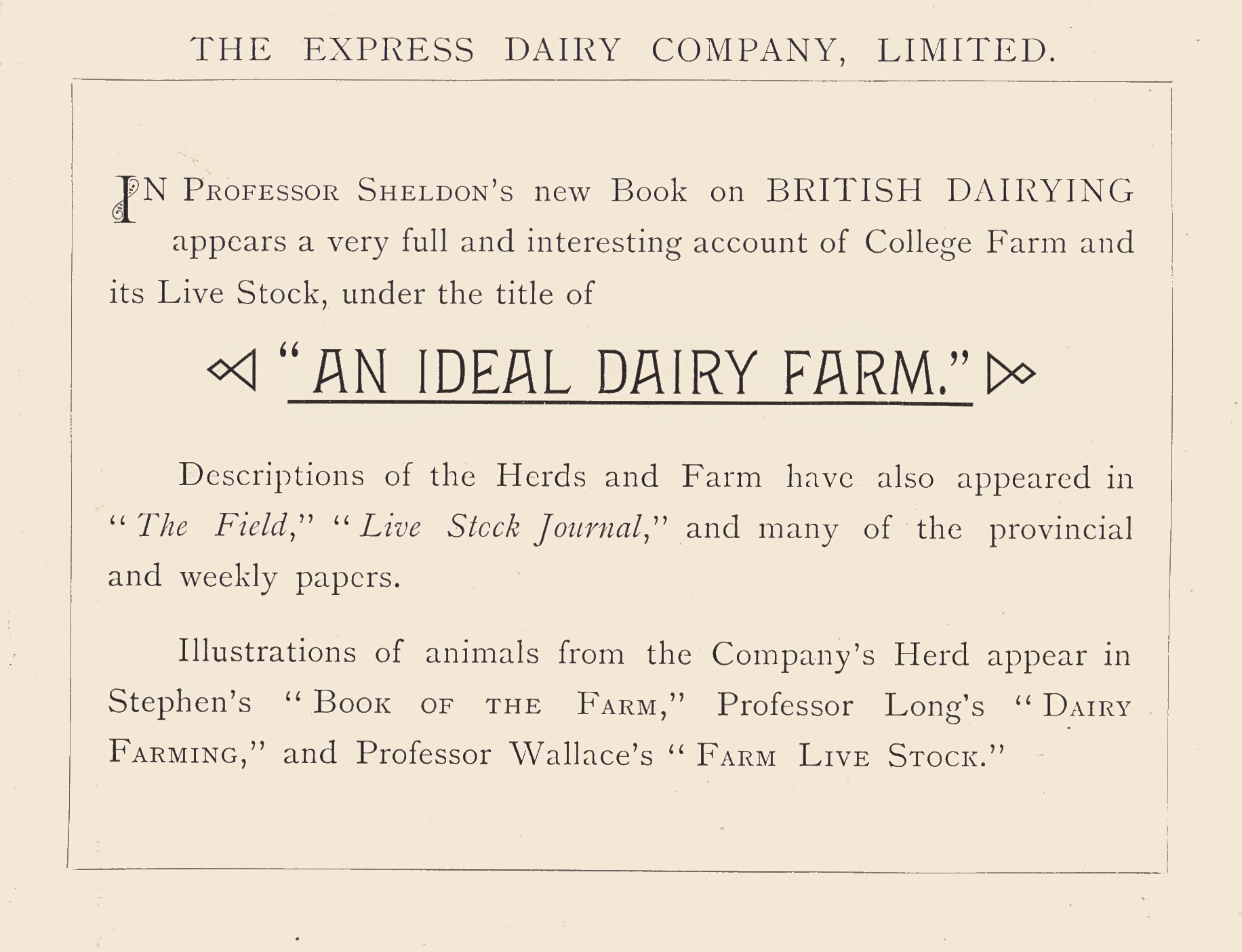 1893 College Farms described in other publications, from 'Souvenir from Finchley' (Courtesy Brian Wastell)