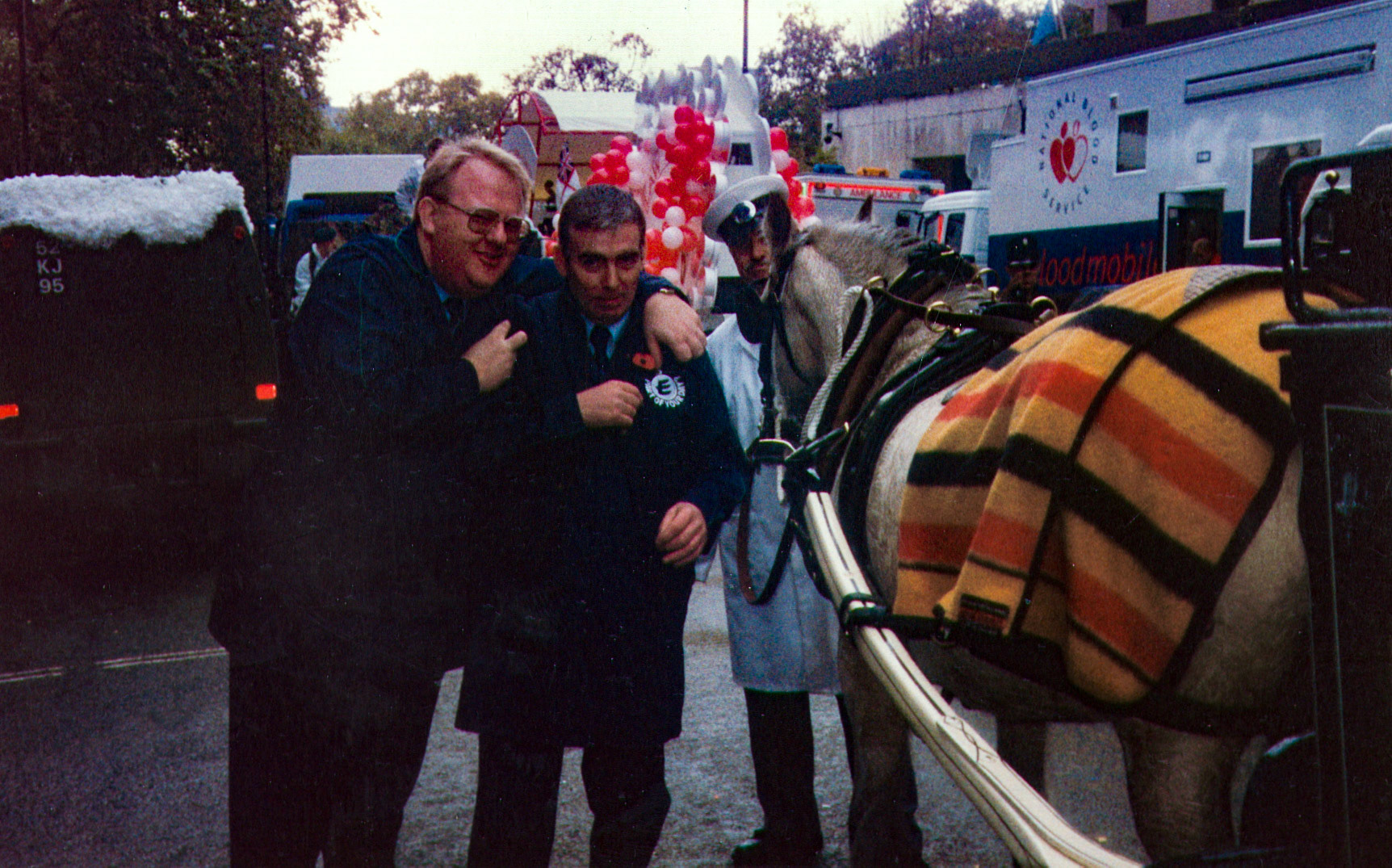 1990's, preparation for the Lord Mayor's Show in London-Mark Durrant and Patrick Keady.  (Courtesy Noel Keady)