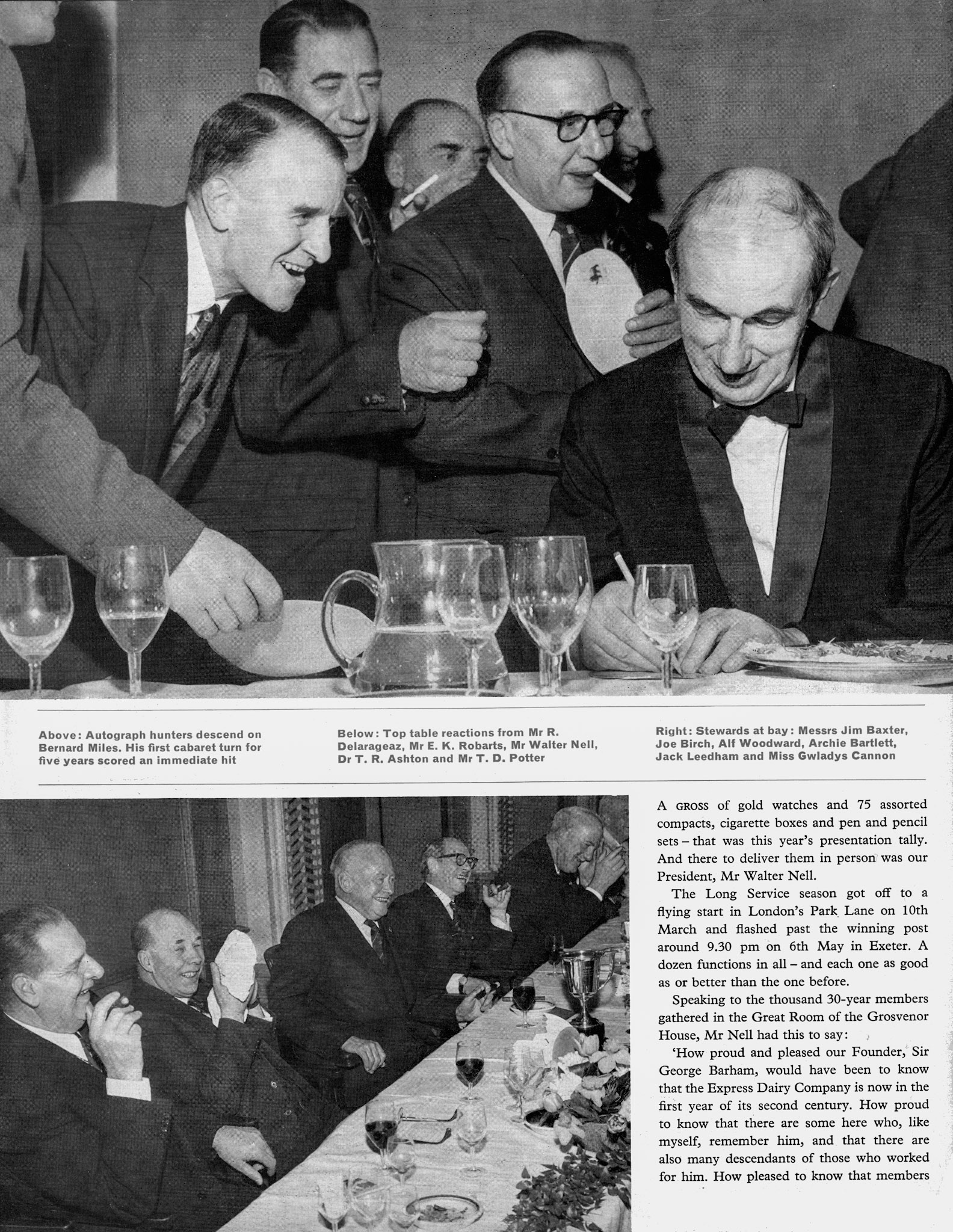 1965 Grosvenor House Hotel, Long Service Dinner. (Express News Summer/Autumn)