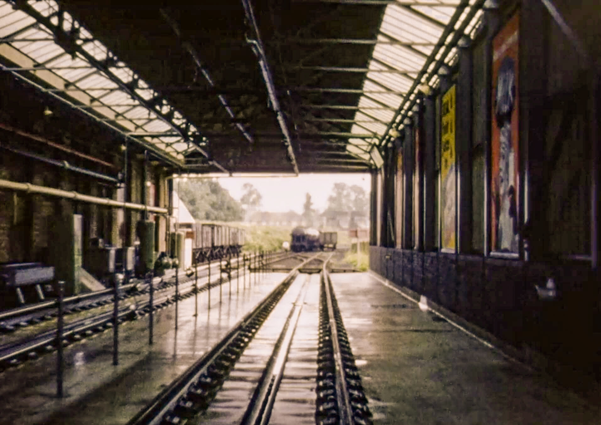1954 South Morden Processing rail siding. Space for 2 x 7 tanks (14) under cover, and four additional outside. Tanks could be discharged and cleaned from any position. (Stills from Express Dairy Film)