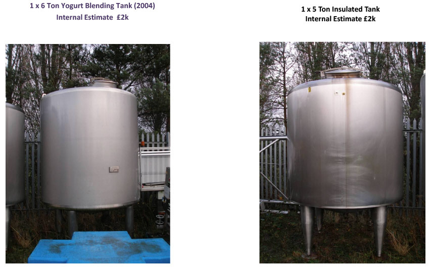 2012 Minsterley: Site Service and Storage Equipment-Yogurt Blending Tanks.  (Greencore Asset Sale on purchase by Muller, Courtesy Paul Bloor)