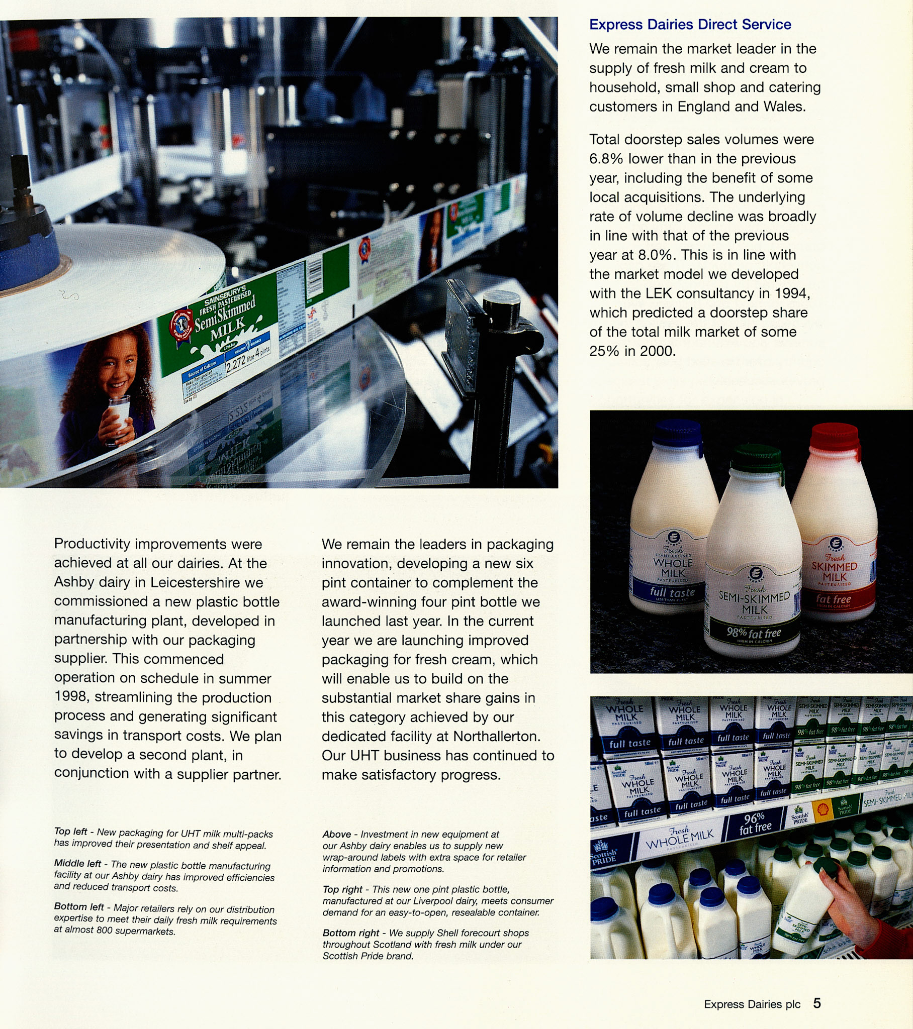1999 Express Dairies plc Annual Report Page 5 (Courtesy Paul Smith)