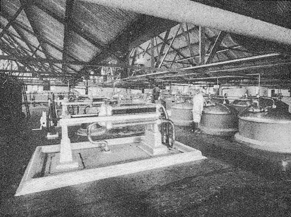 1930's Cricklewood-Pasteurising Plant. 'A peep behind the scenes of the Express Dairy, Claremont Road, Cricklewood - The largest dairy in Great Britain' (From 'While London Sleeps' booklet.
