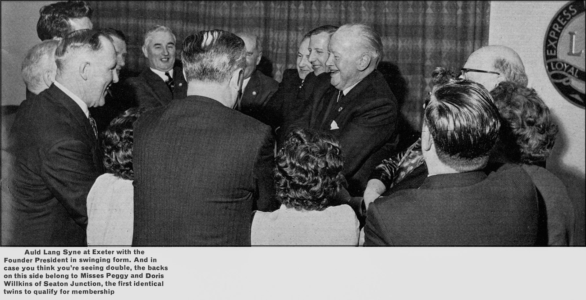 1967 Exeter Long Service dinner with twins Peggy and Doris Wilkins from Seaton Junction. (Express News Summer)
