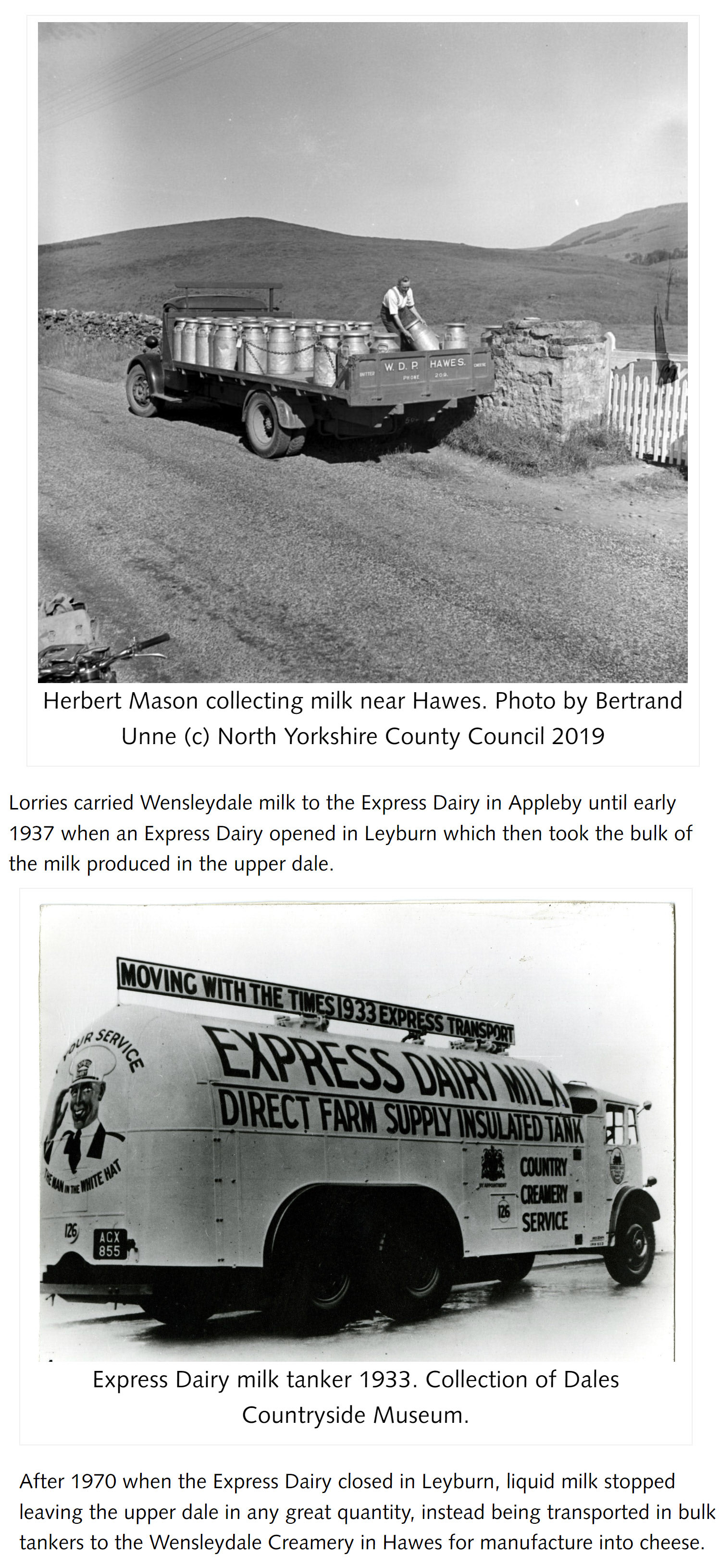1937 Leyburn Creamery opemed in 1937-Article from 'The Milk Train in Wensleydale' by Karen Griffiths (Yorkshiredales.org.uk)