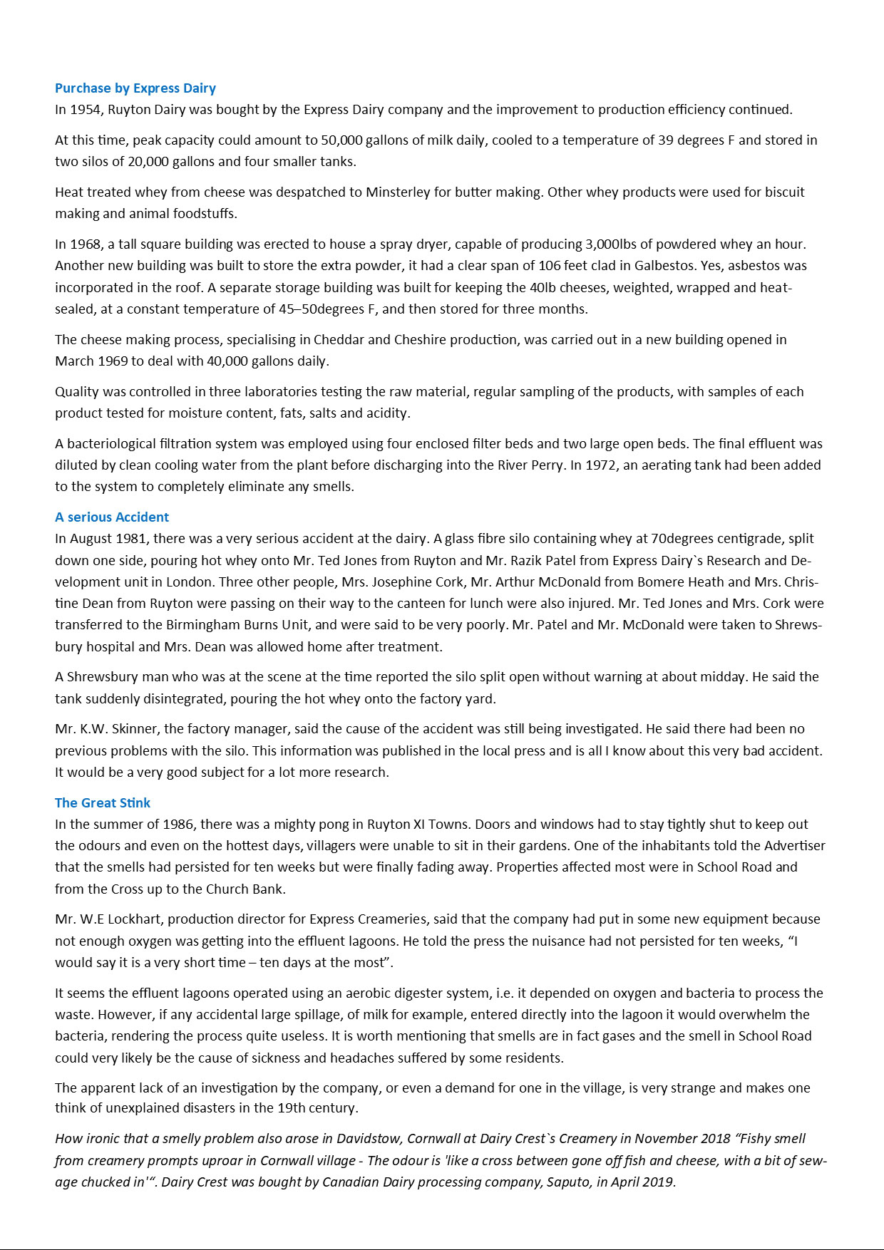 The Story of Ruyton Creamery by Yoland Brown www.eleventowns.uk