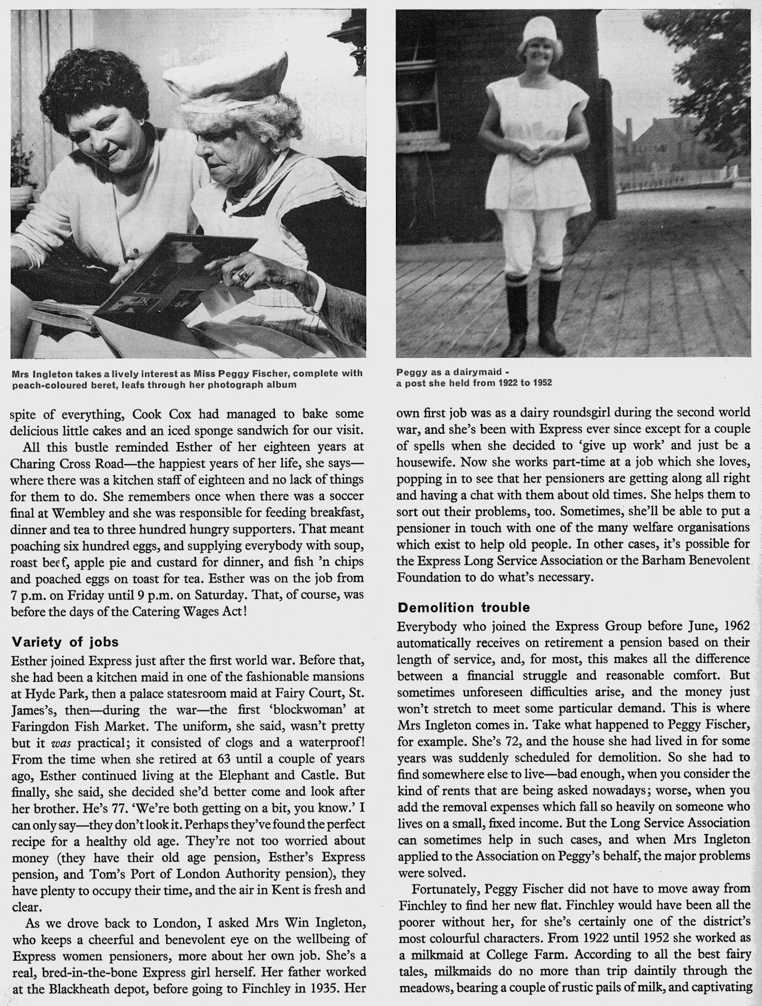 1966 Mrs Win Ingleton visits women pensioners each year. (Express News Autumn &amp; Christmas)