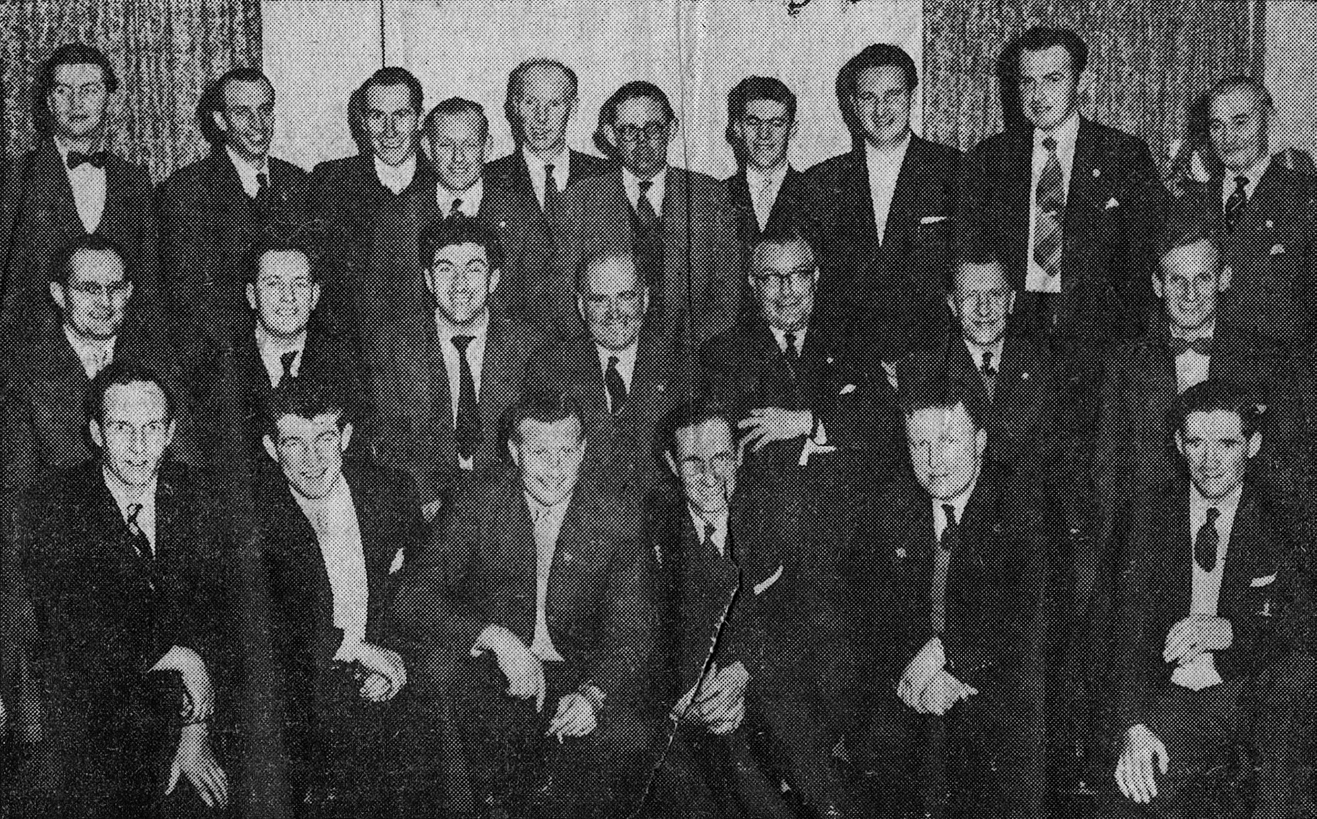 1960's? Seaton Junction drivers receiving safe-driving awards, with Mr Clark and Mr Cox. Inspector Roper presented the awards at a dinner at the Pole Arms, Seaton. (Courtesy Don Hansford-Keith Sweetland )