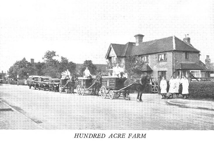 1900's? Hundred Acre Farm, Pinner Road, Northwood.  Terry Mason comments "I was born there in 1947, as Dad Arthur Mason was the manager. Lovely childhood times". (Courtesy Richard Gaylard)