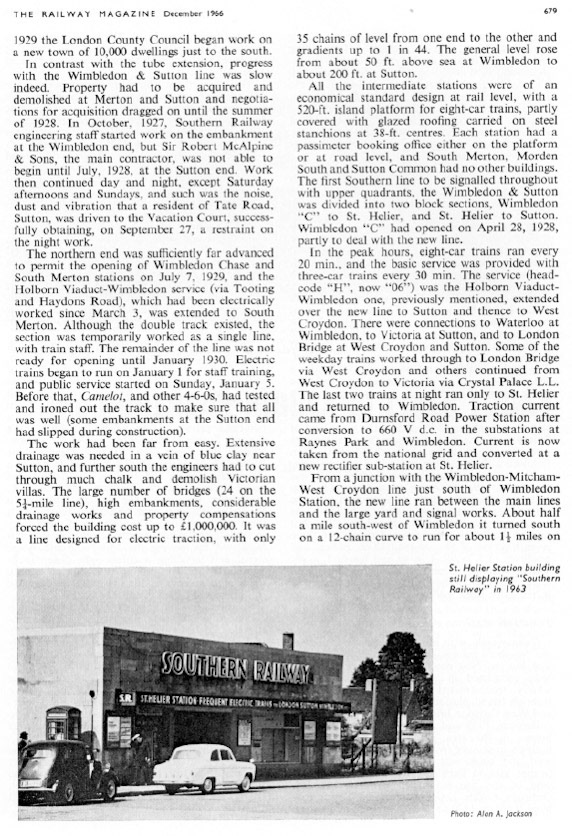 1966 The Wimbledon and Sutton Railway (Reproduced from The Railway Magazine December 1966)