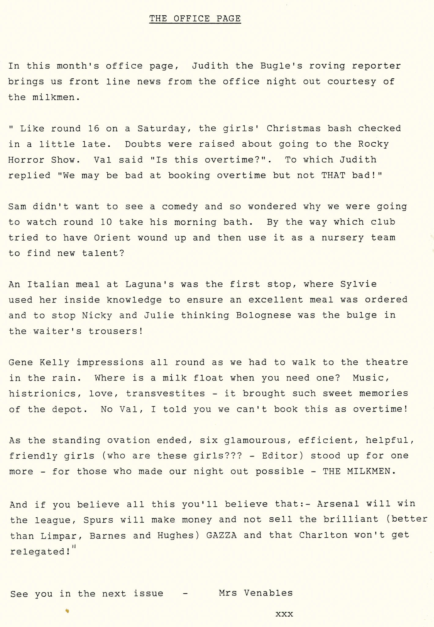 1991 Bloomsbury. The 'Bloomsbury Bugle' newsletter produced in-house for depot staff. (Courtesy Michael Aldread)