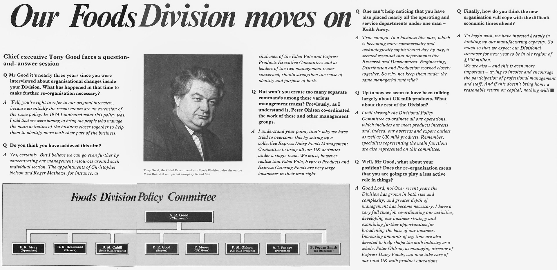 1977 Tony Good answers questions about Express Foods Division. (Express News Spring)