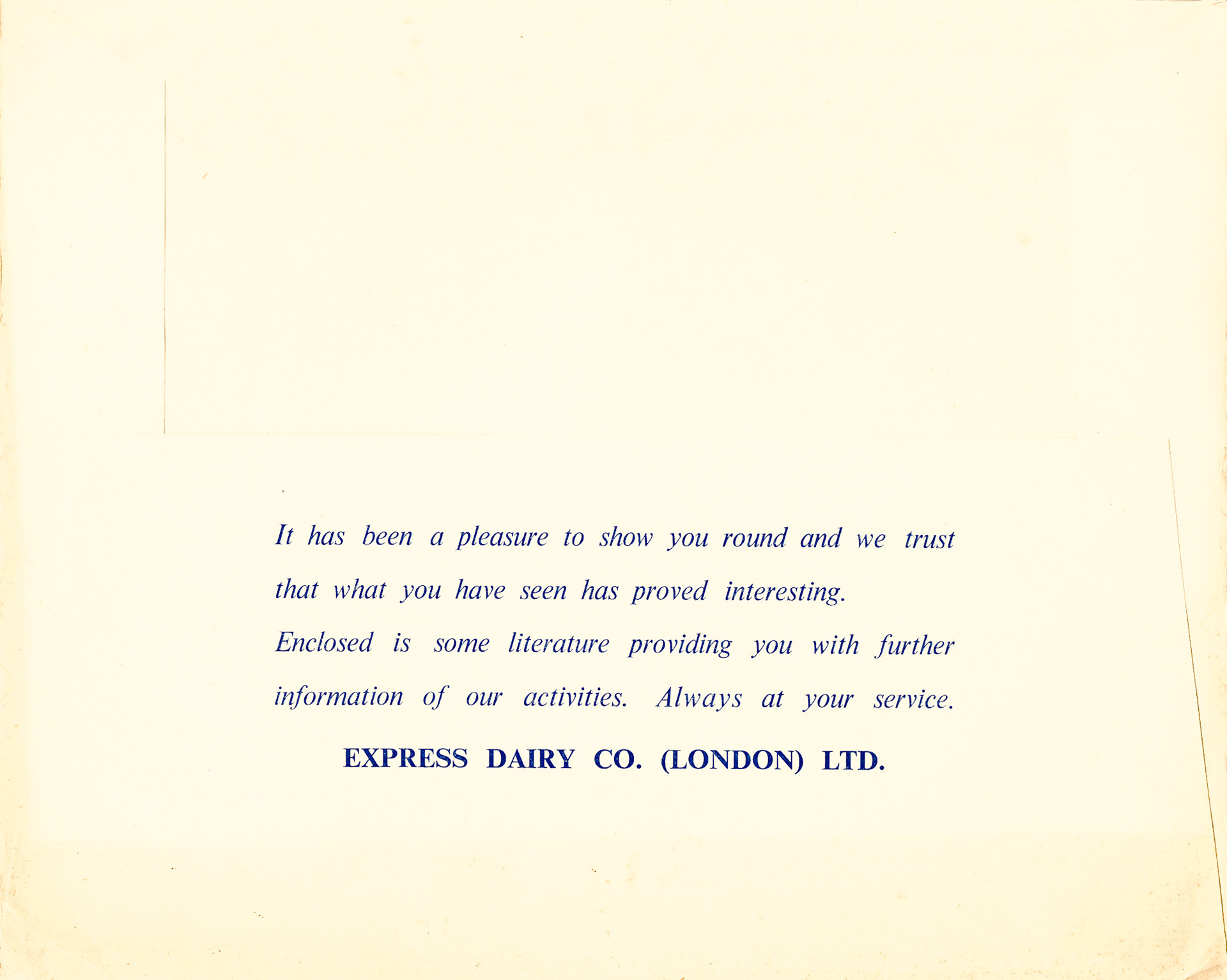 1955 South Morden Official Opening Brochure Envelope, inside front flap. (Courtesy Paul Luke)