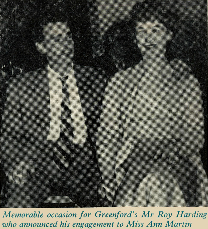 1958 Roy Harding from Greenford branch announces engagement to Miss Ann Martin. (Express News July)