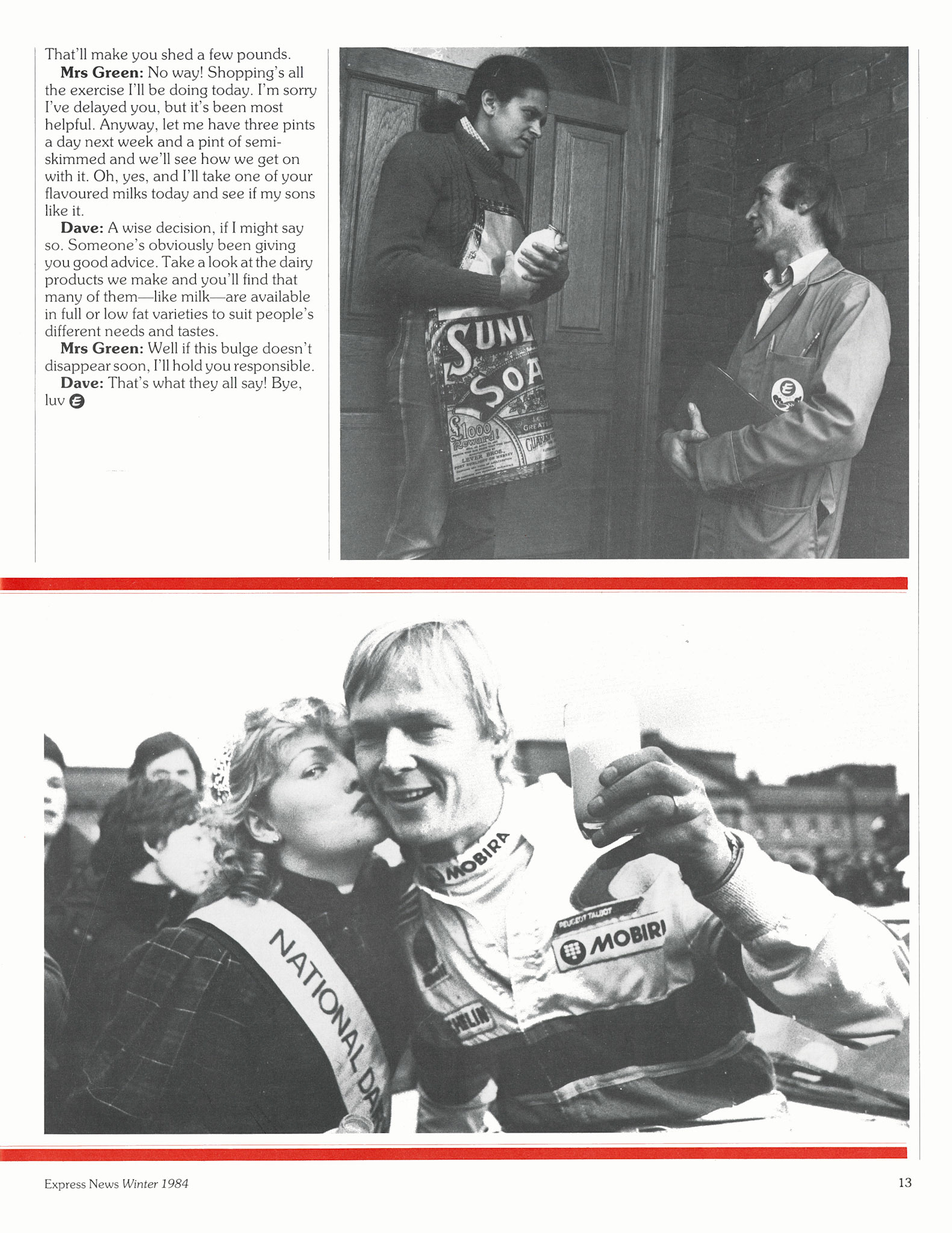 1984 Suggested doorstep discussion to promote low-fat milks (Expresss News Winter)