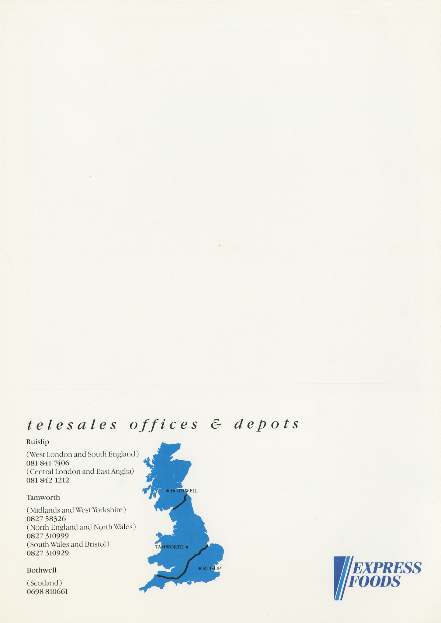 1993 'Quality Foods from Express' brochure, announcing Express Foods Radial Ltd. (Courtesy Paul Luke)