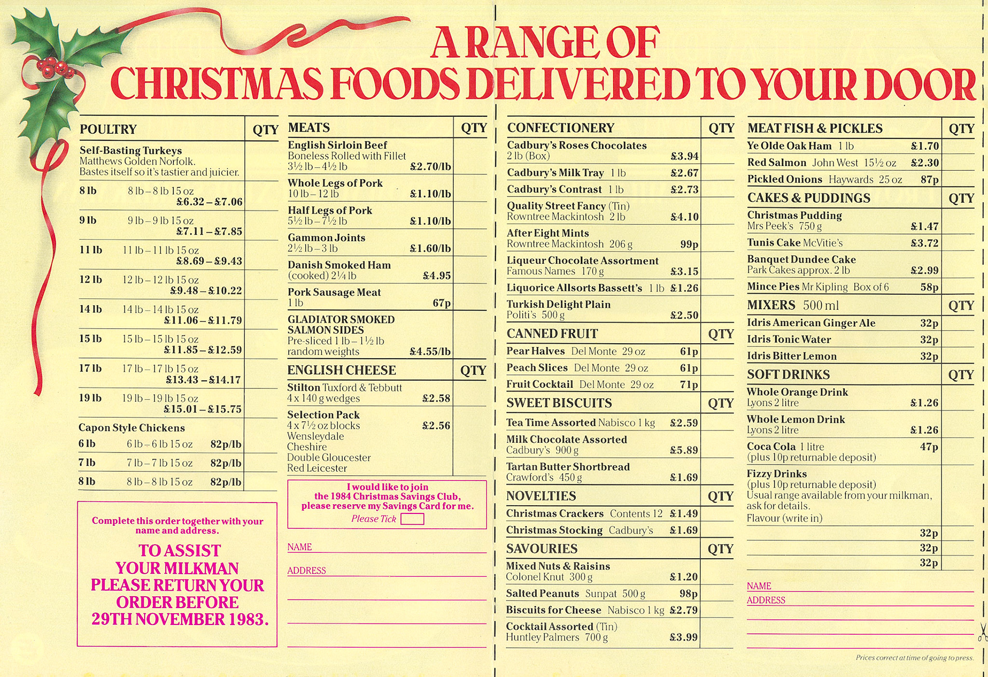 1983 Christmas Hampers leaflet (Courtesy Paul Luke)