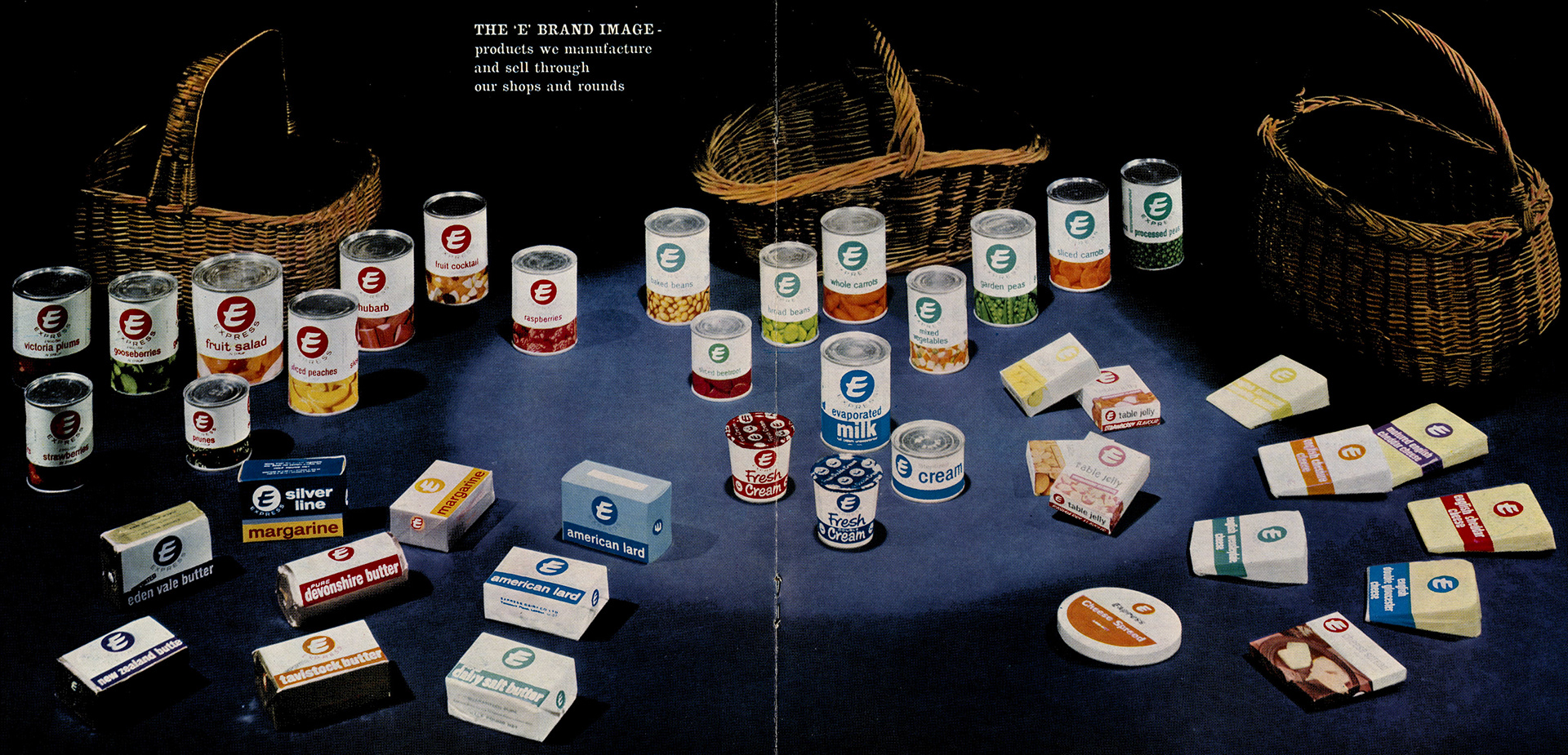 1965 Selection of 'E' branded products. (April Express News, also in 'Express in Focus' 1964)