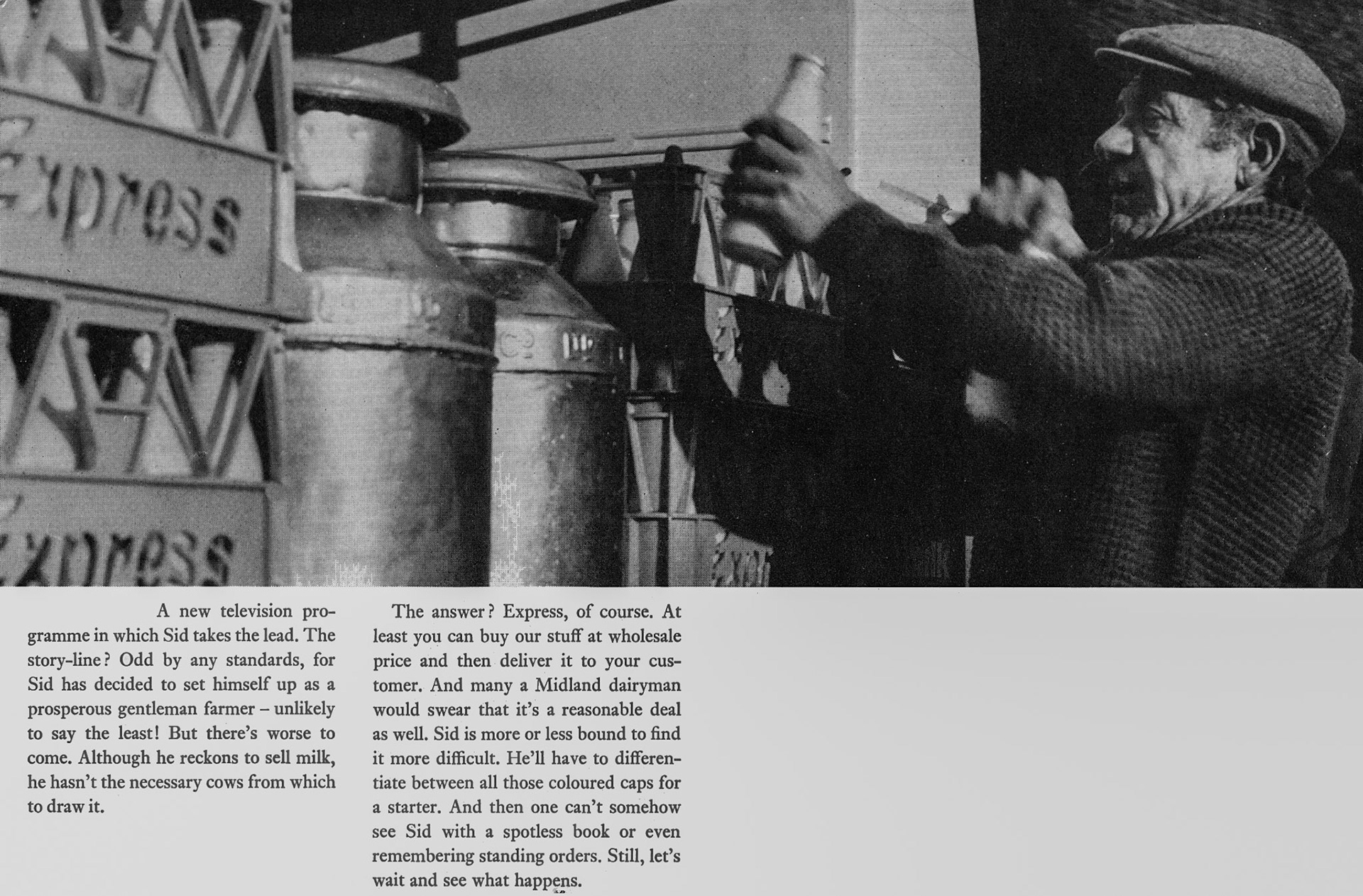 1969 Sid James tries to be a milkman in a new TV Series. (Express News Spring)