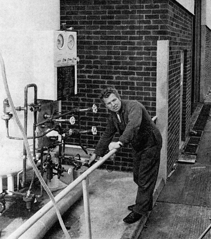 1972 Gortdon Ruff, topping up his artic with liquid Nitrogen