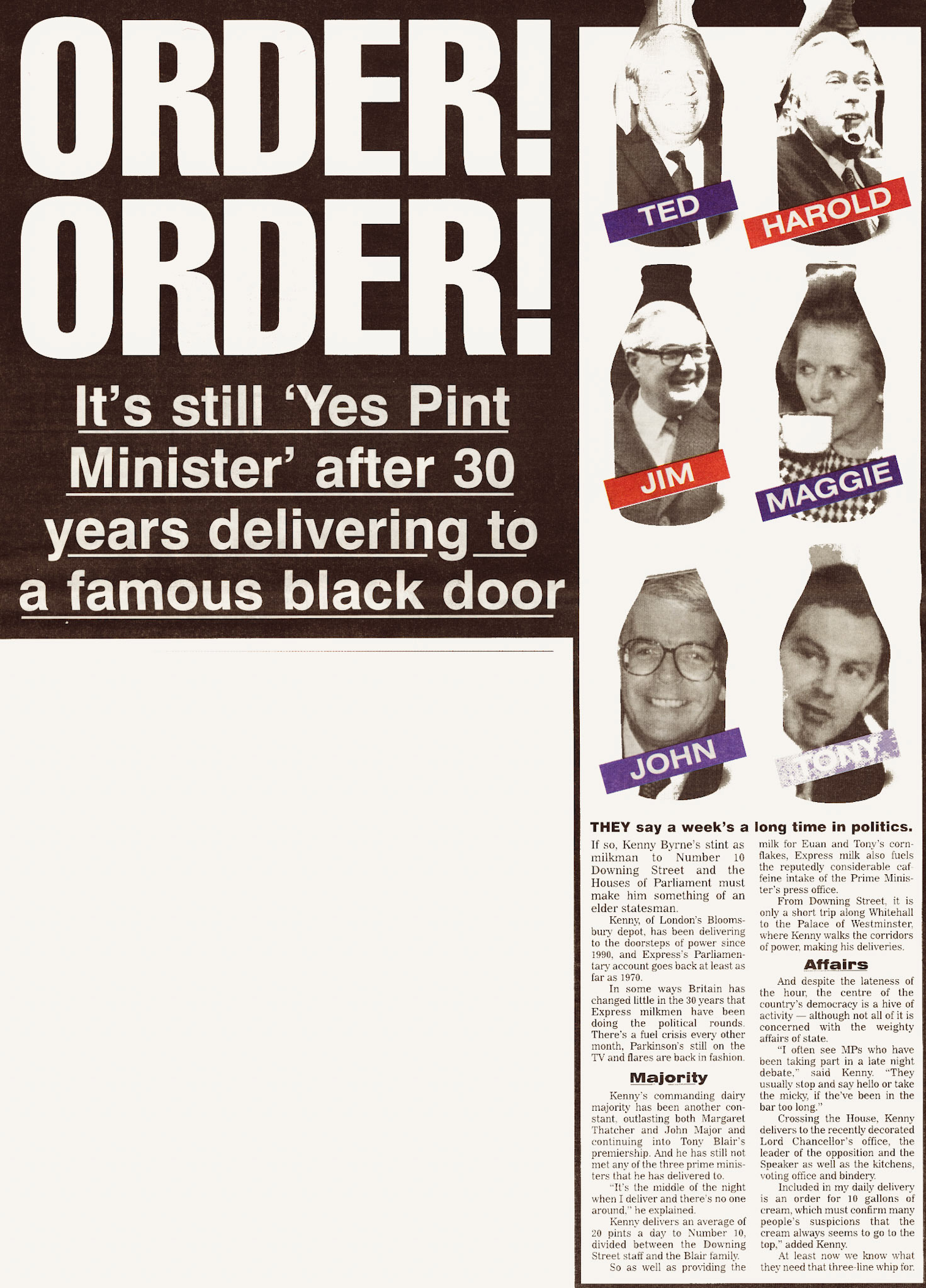 2000 Kenny Byrne delivers to No 10 Downing Street. (Courtesy Michael Aldread)