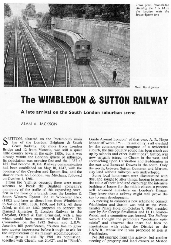 1966 The Wimbledon and Sutton Railway (Reproduced from The Railway Magazine December 1966)
