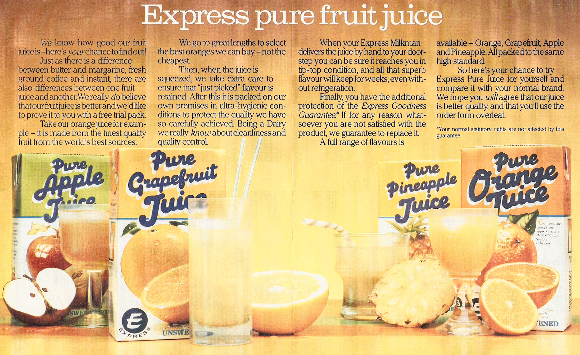 1980's Express Fruit Juices leaflet (Courtesy Paul Luke)