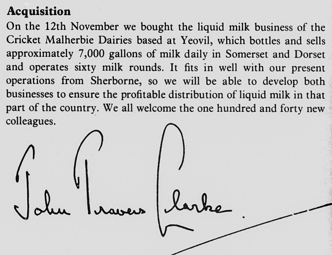 1977 Express acquires Cricket Malherbie Dairies in Yeovil. (Express News Christmas)
