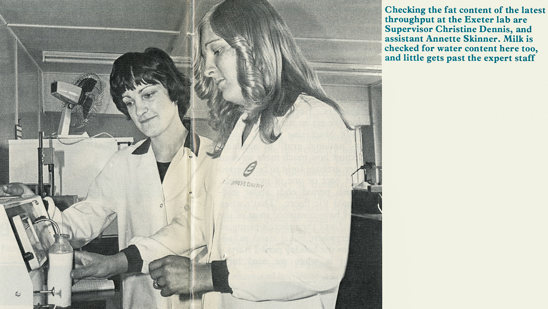 1977 Exeter laboratory Supervisor Christine Dennis with Lab Assistant Annette Skinner. (Express News Autumn)