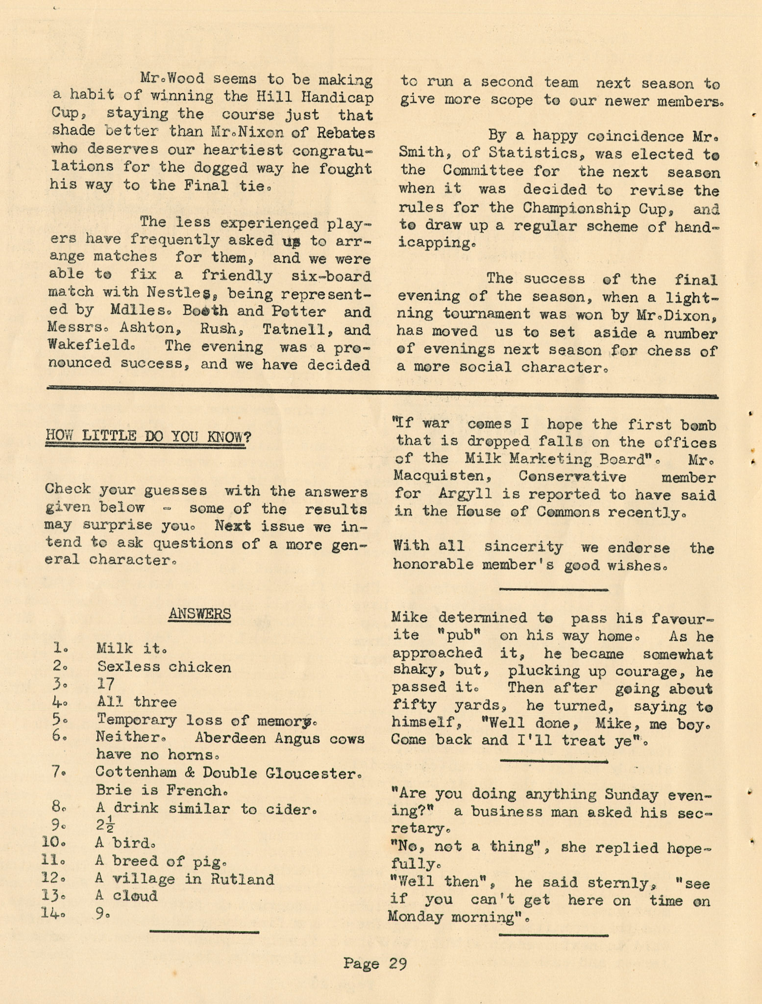 1939 'Milmarbo' in-house magazine, edition 4, published at the outbreak of WWII when staff were preparing to move to the newly constructed Thames Ditton HQ.  (Express Dairy Tales publication)
