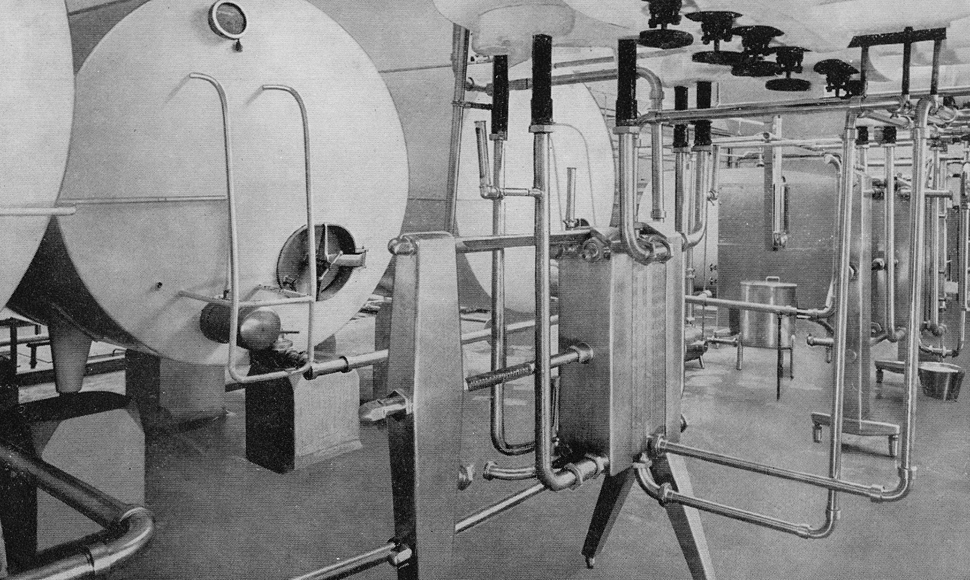 1957 Hammett's Dairies brochure extracts-milk storage tanks and pasteurising plant. (Courtesy Michael Mitchell)