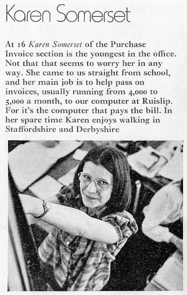 1973 Sheffield  Accounts Dept - Karen Somerset