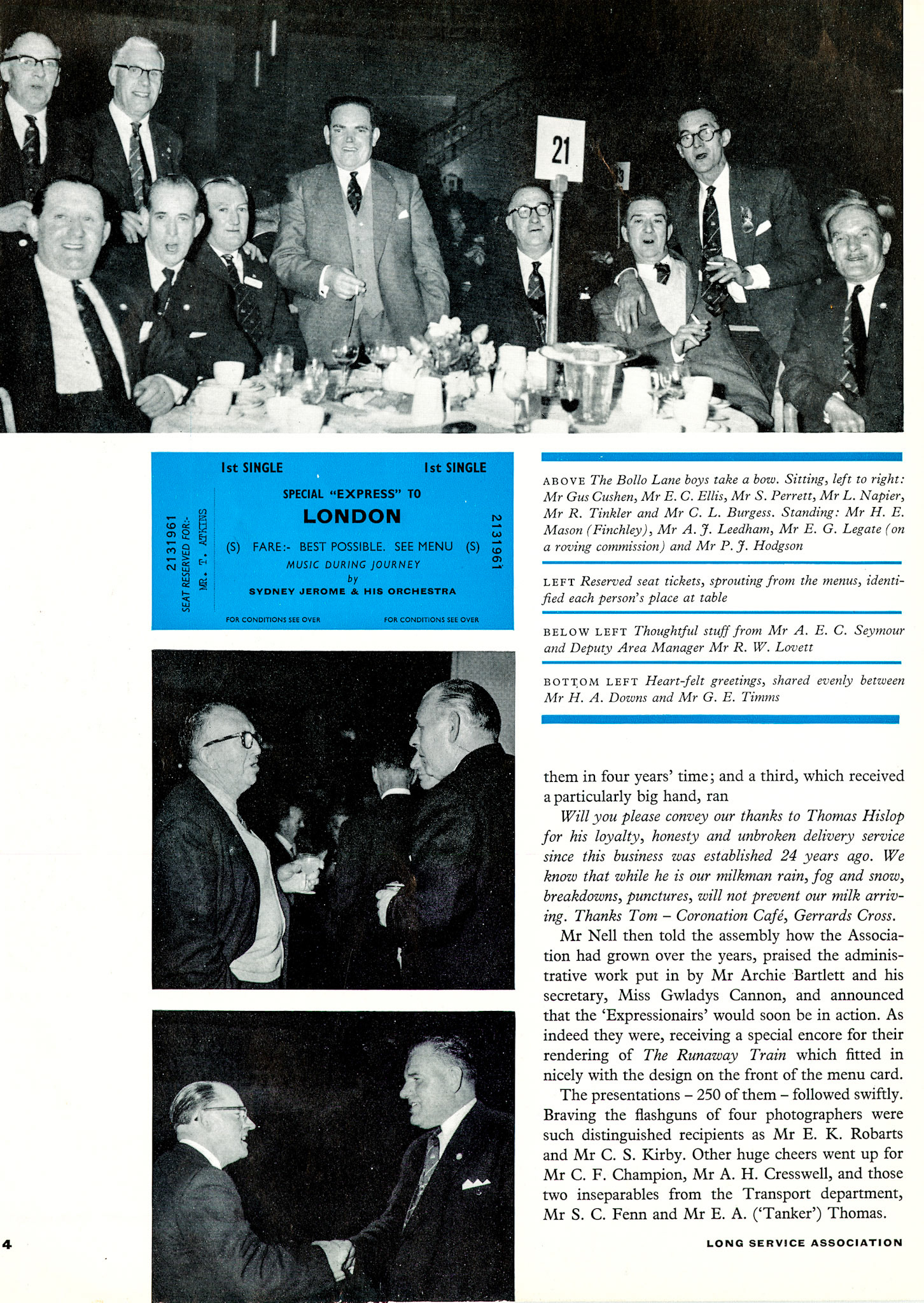 1961 London's 9th Annual Dinner at the Grosvenor Rooms. (LSA Annual Review)