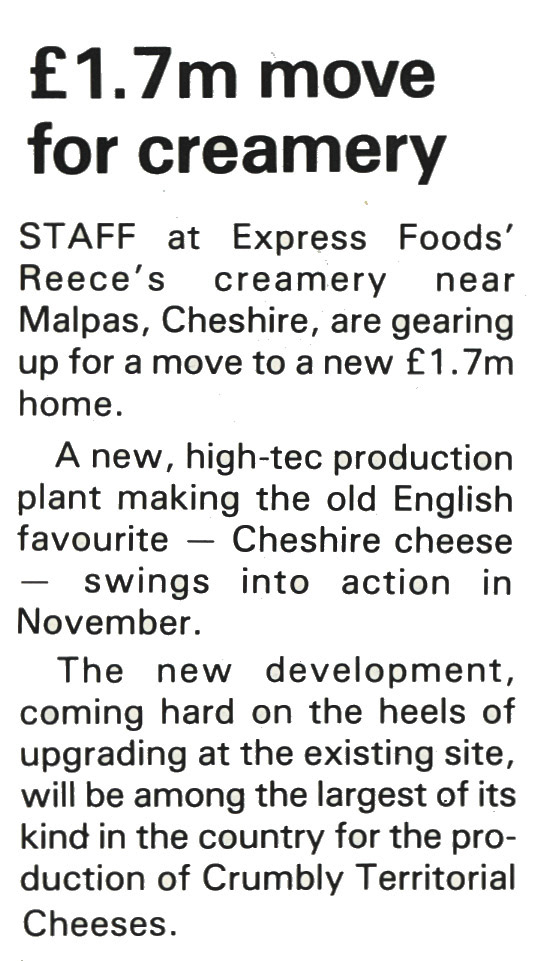1989 Reece's Creamery gears up for a move to a new £1.7m home