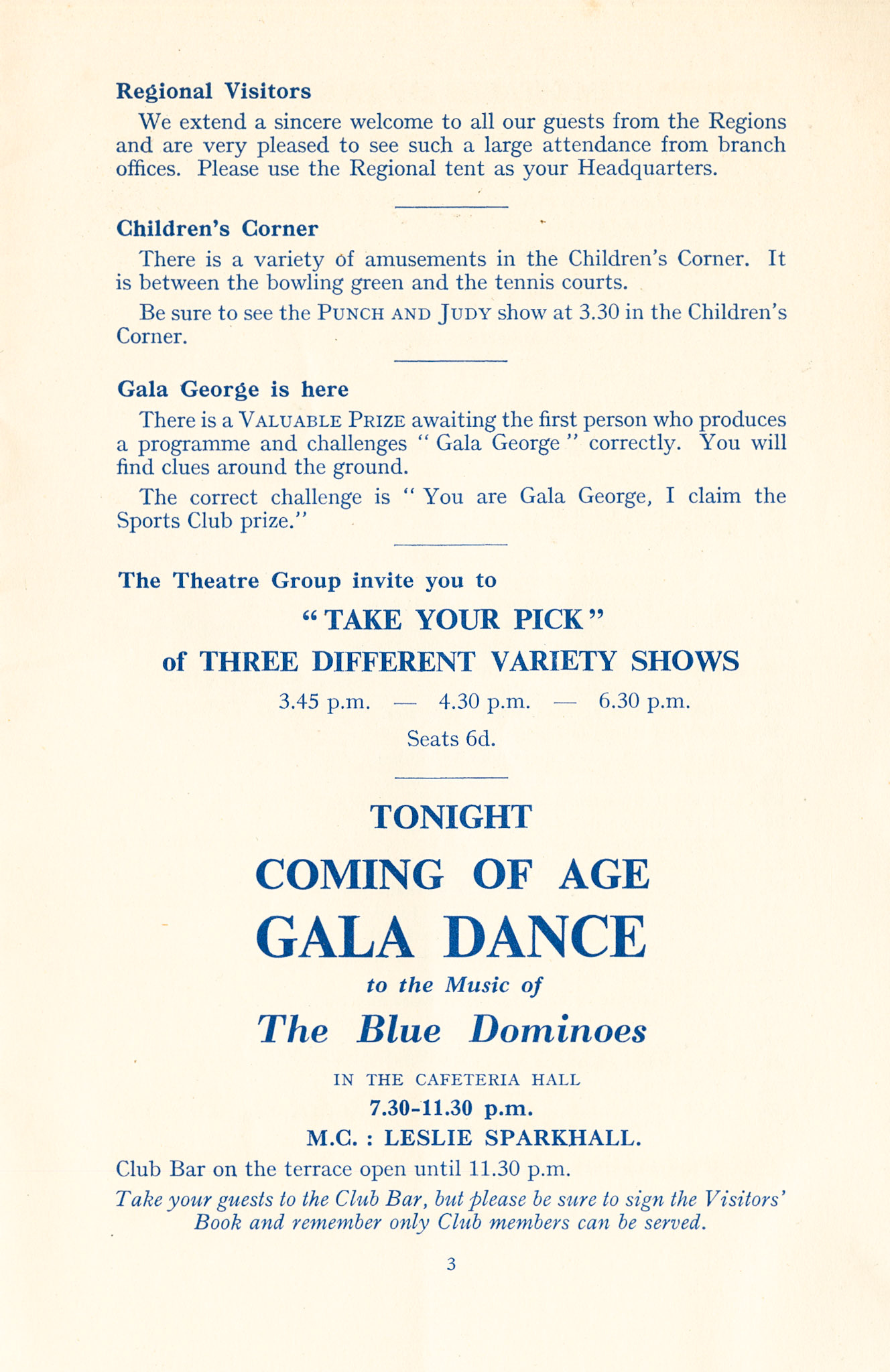 1954 MMB Grand Gala (21st Anniversary), 26th June