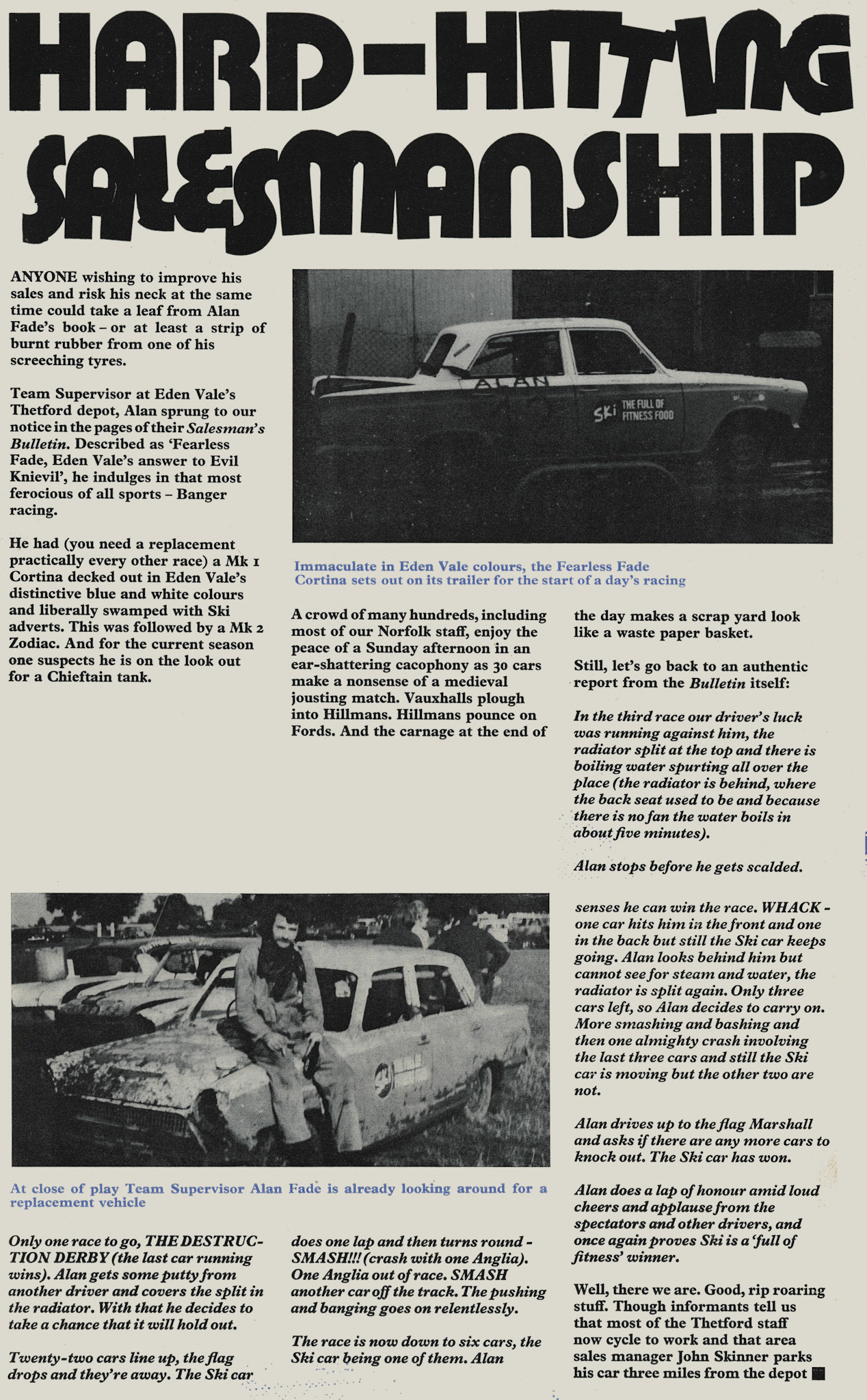 1975 Eden Vale Thetford Depot's Alan Fade banger racing. (Express News Spring)