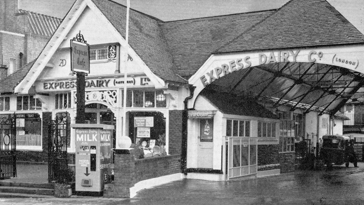 1900's Muswell Hill dairy with tea shop on the side. (From Express Story 1864 - 1964)